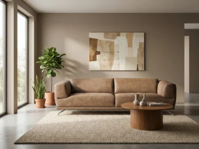 Avenue natūralios odos skandinaviško stiliaus sofa