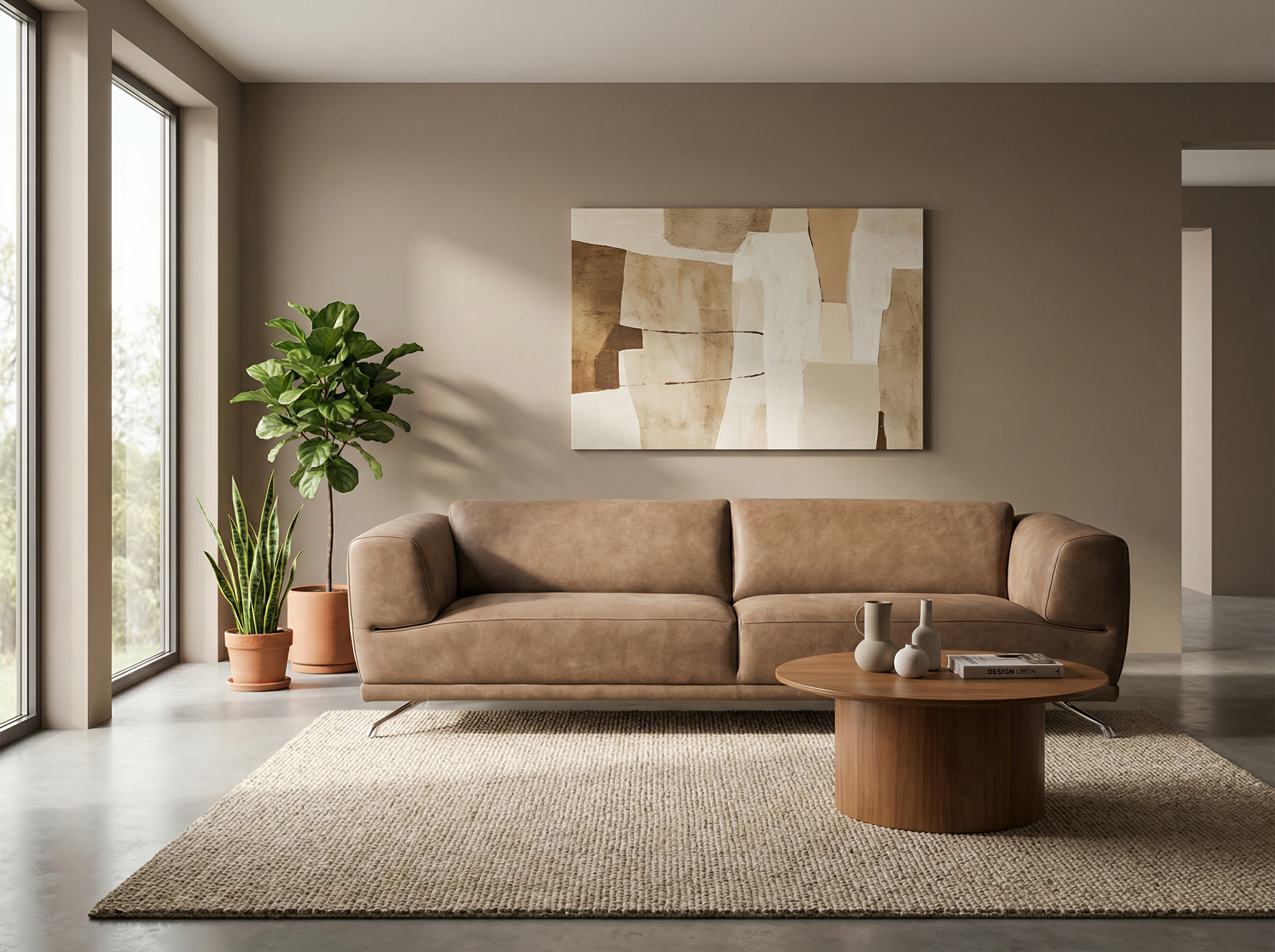 Avenue natūralios odos skandinaviško stiliaus sofa