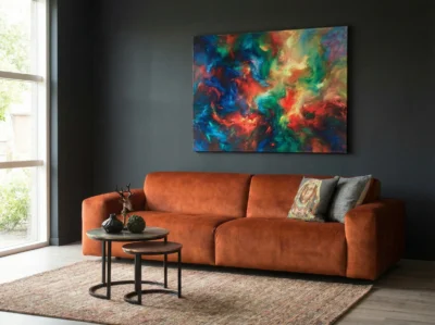 Ryškios spalvos audiniu traukta sofa Beaumont