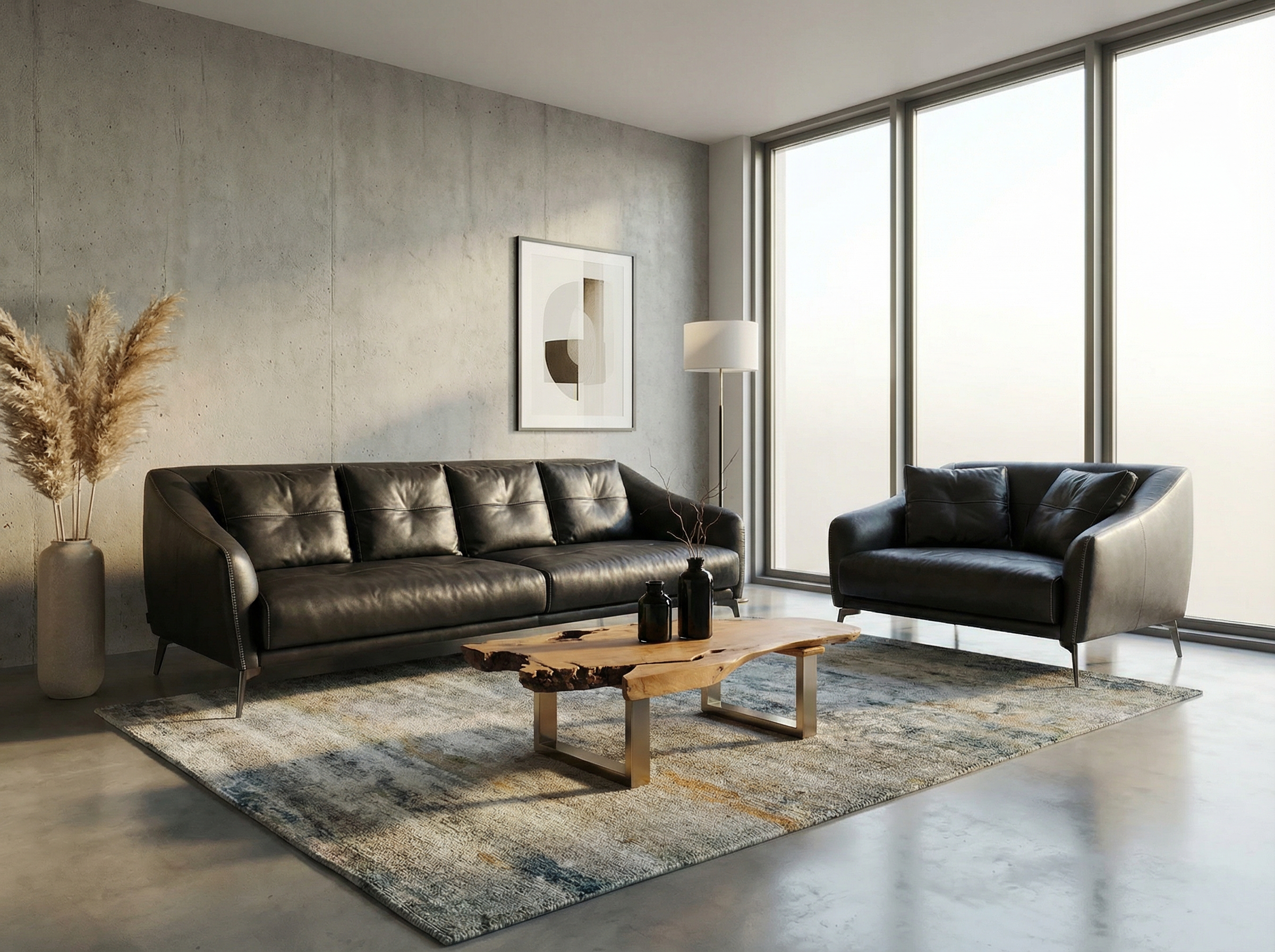 Stilinga odinė sofa ir fotelis California