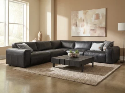 Natūralios odos juodas minkštas kampas Beaumont