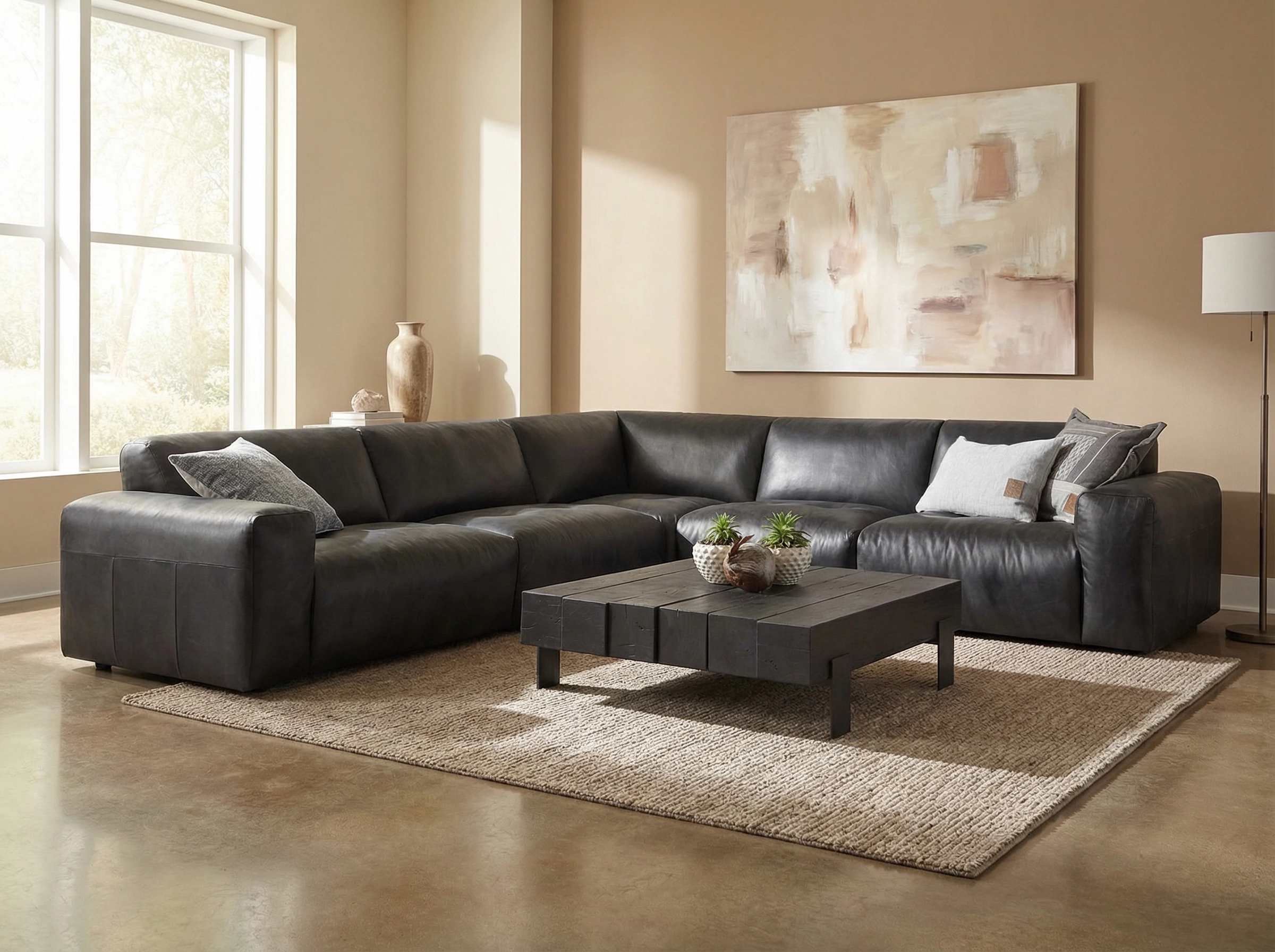 Natūralios odos juodas minkštas kampas Beaumont