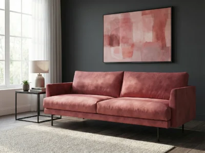 Sofa su gražiu rožiniu audiniu Bogart