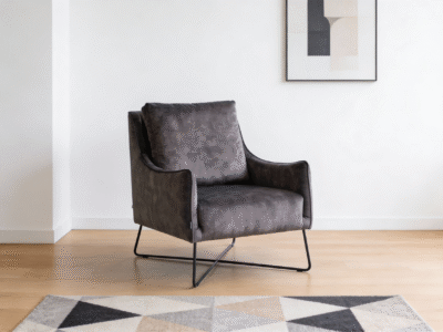 Chill modernus ir stilingas fotelis su pilku audiniu