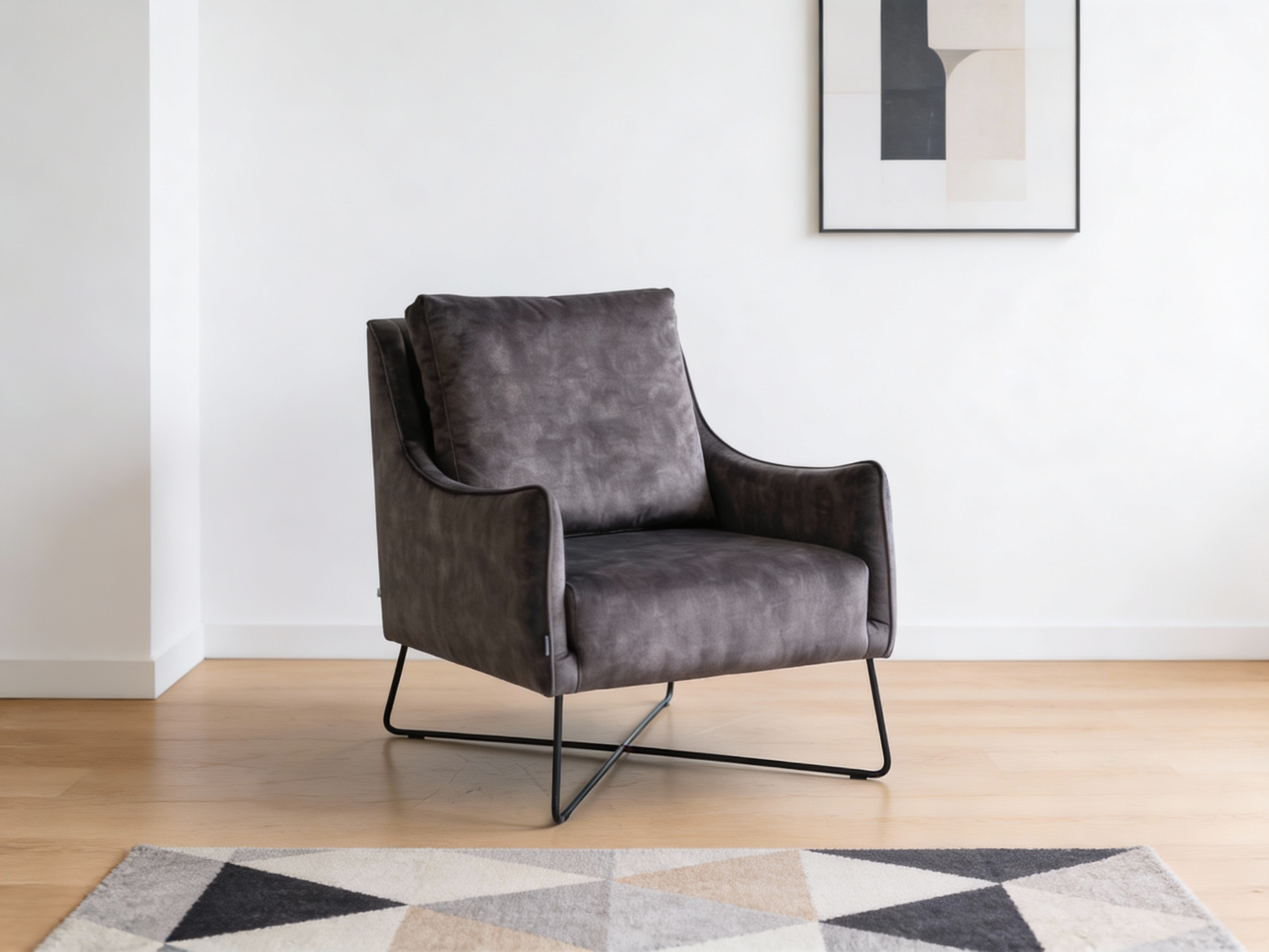 Chill modernus ir stilingas fotelis su pilku audiniu