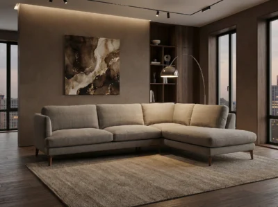 Clara rusvos spalvos skandinaviško stiliaus minkštas kampas