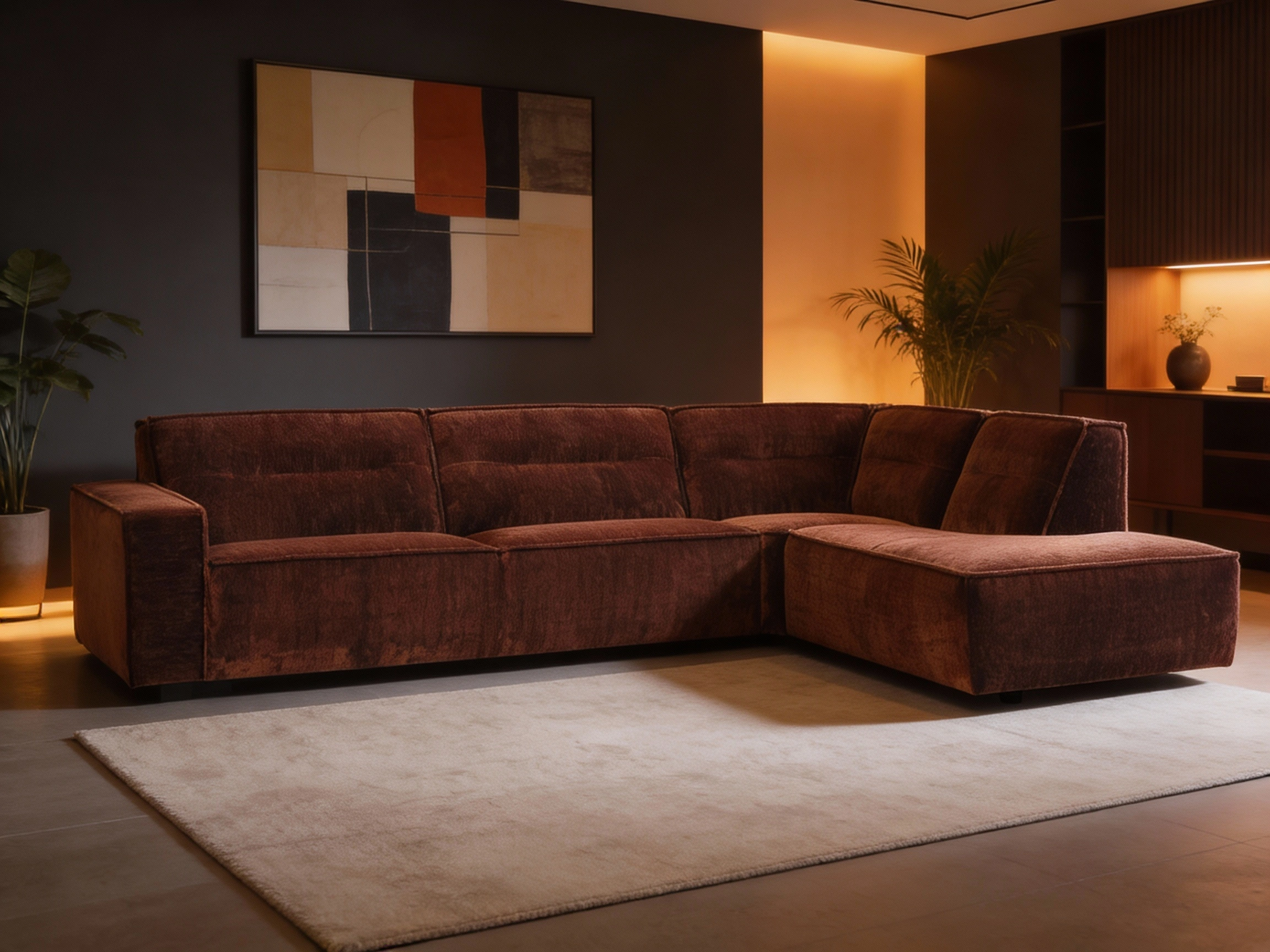 Detroit minkštas mopduliujamas kampas-sofa