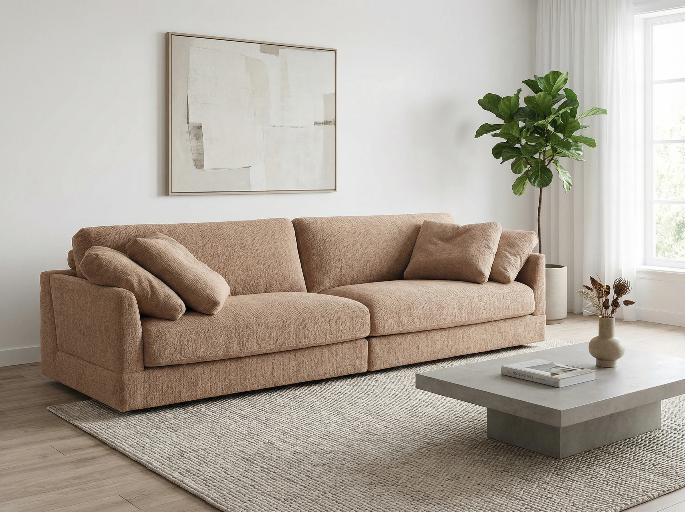 Fabian minkšta rusvos spalvos sofa