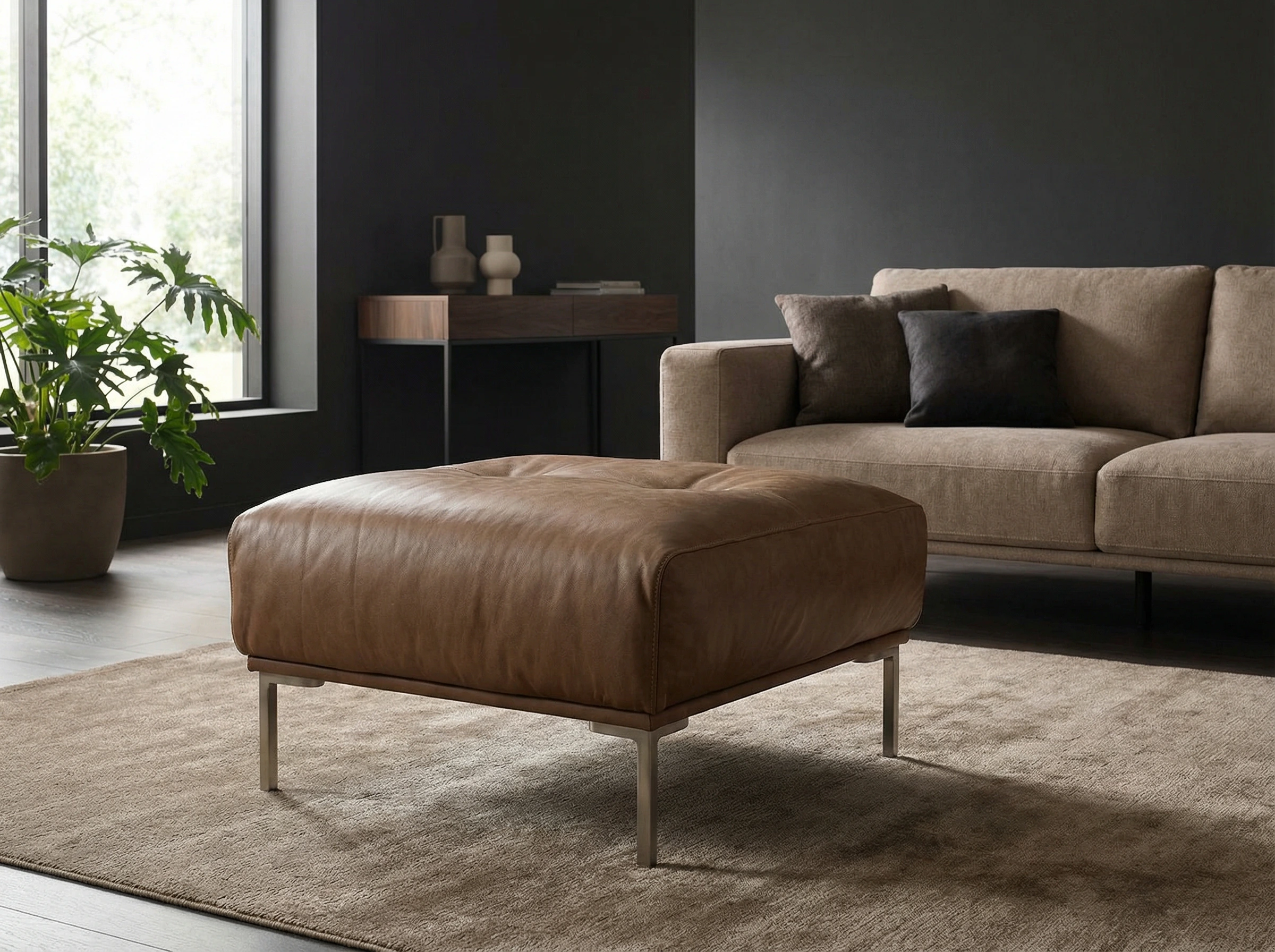 Natūralios odos pufas Bern