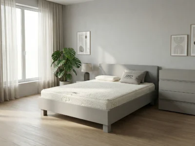 Gilė natūralaus ąžuolo lova ir komoda pilka