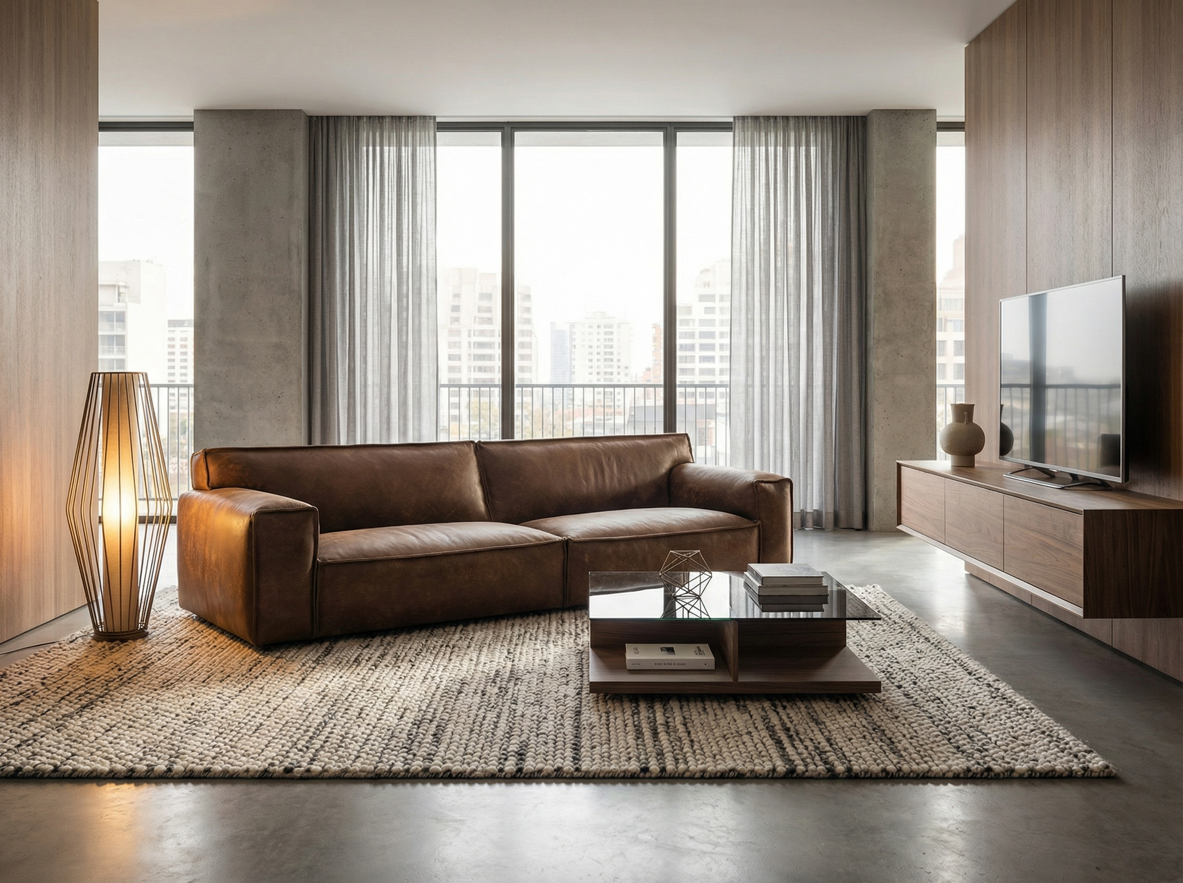 Whisper sofa su natūralia ruda oda