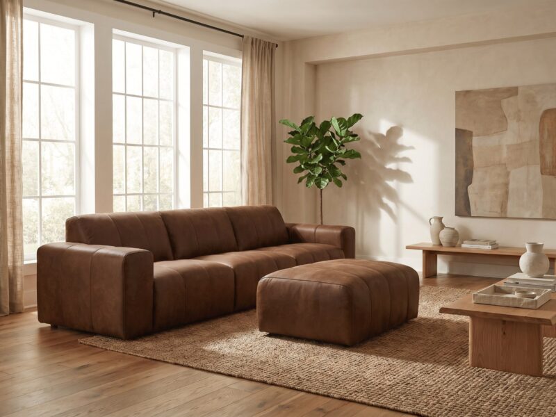 BAXTER odinė sofa – Foggia Cognac oda, interjeras