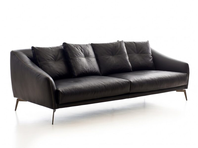 CALIFORNIA odinė sofa – Africa Superblack oda, interjeras