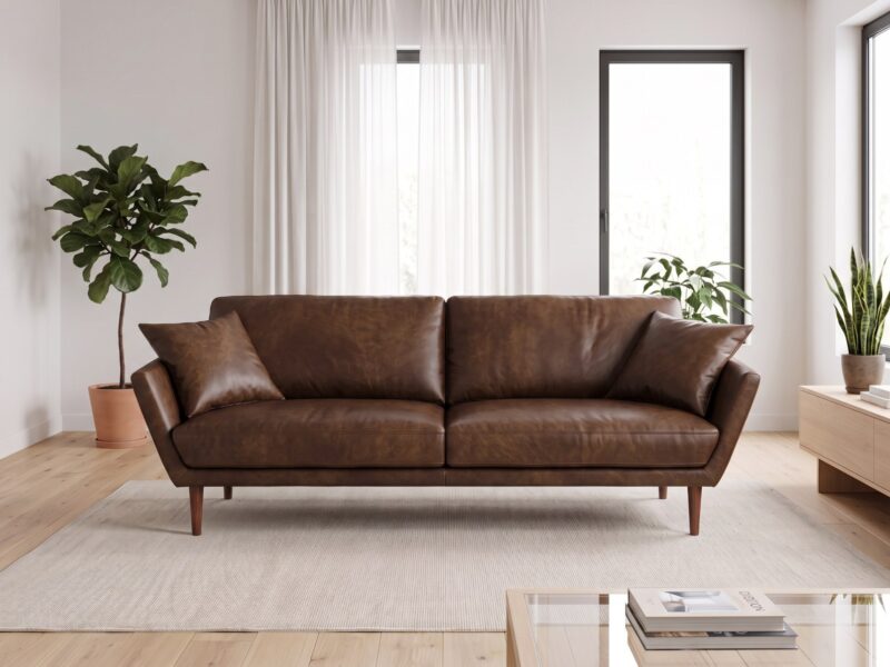 OTTAWA odinė sofa – Africa Tabac oda, interjeras