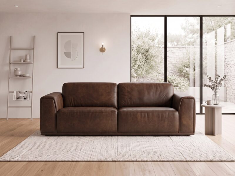 ROVER odinė sofa – Africa Tabac oda, interjeras