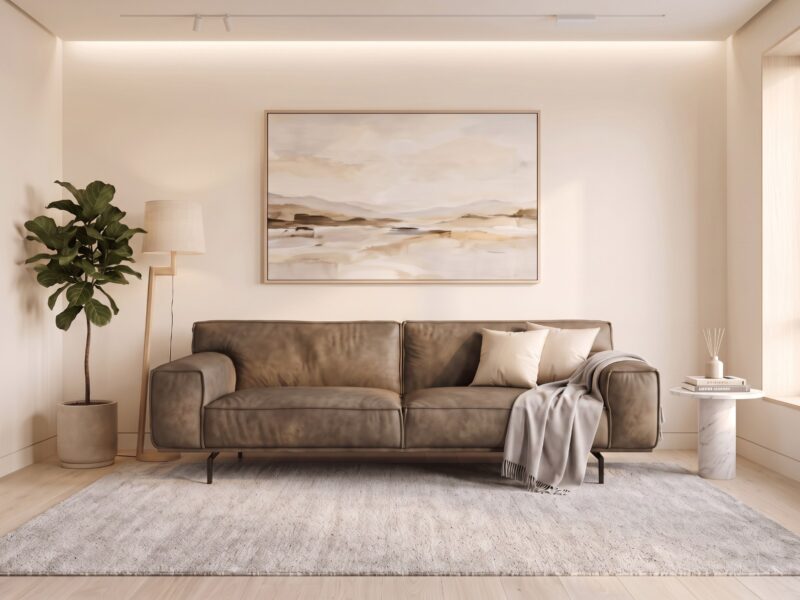 WEAVER odinė sofa – Africa Tin oda, interjeras